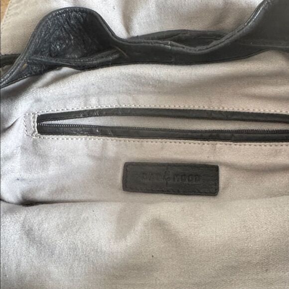 Anthropologie DAY & MOOD Black Leather Backpack Sleek Minimalist Chic Casual EUC